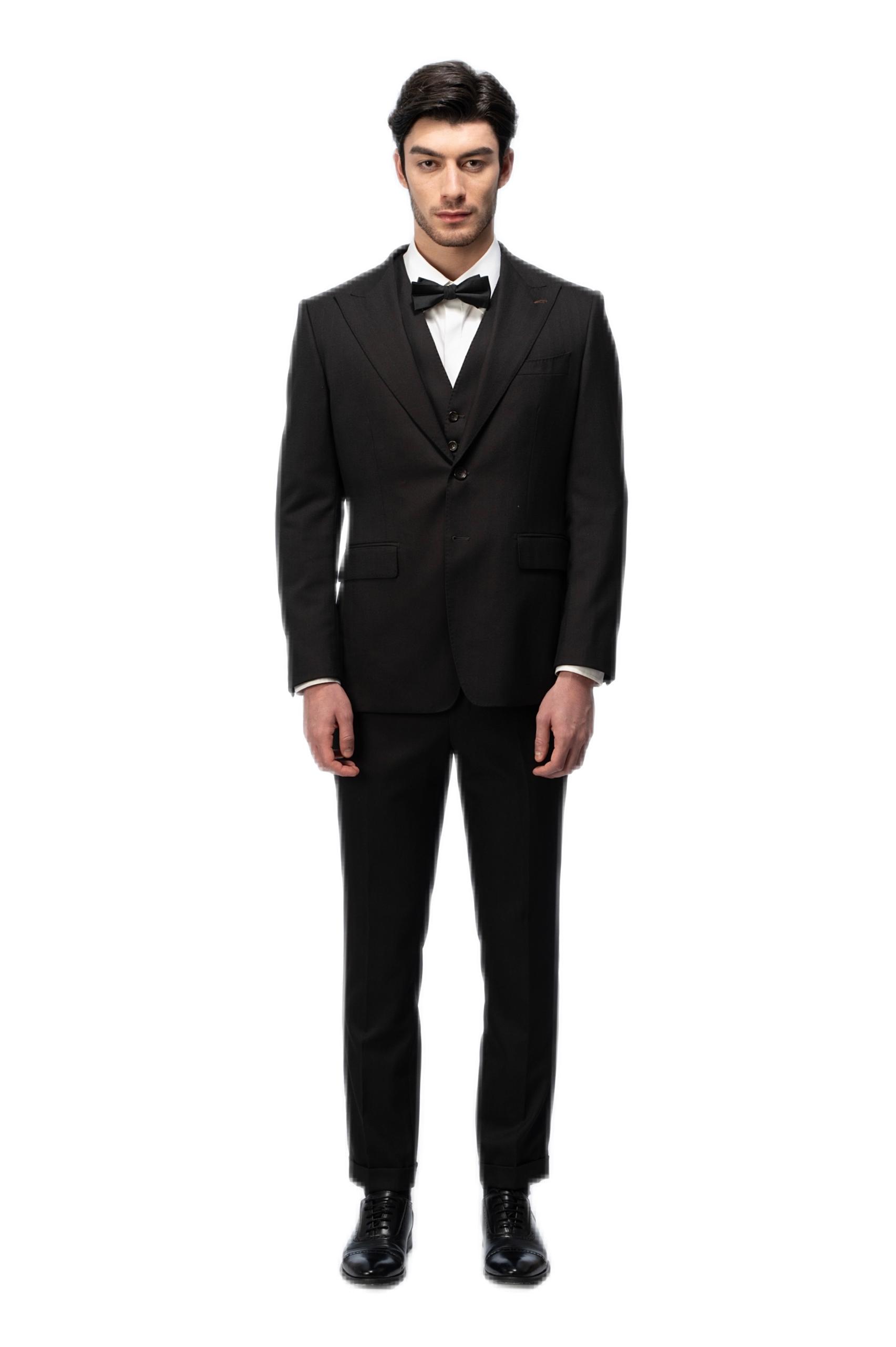 Dark Brown Closure Collar Suit