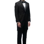 Black Closure Collar Tailcoat with Grey Waistcoat