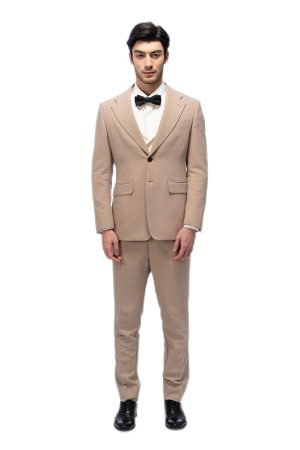 Brown Flat Collar with Creamy Vest Suit