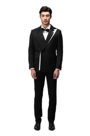 Classic Black and White Closure Collar Suit