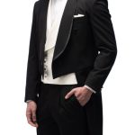 Black Shawl Collar Tailcoat with White Waistcoat