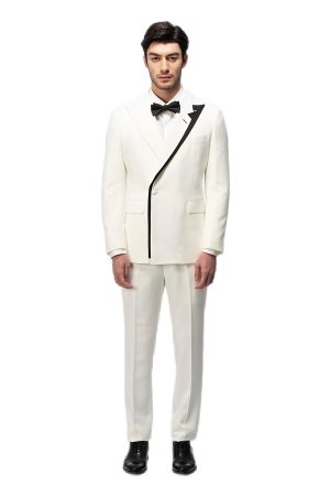 White Flat White Collar Suit