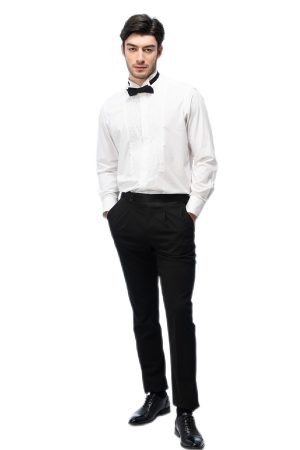 White Striped Shirt with White Button