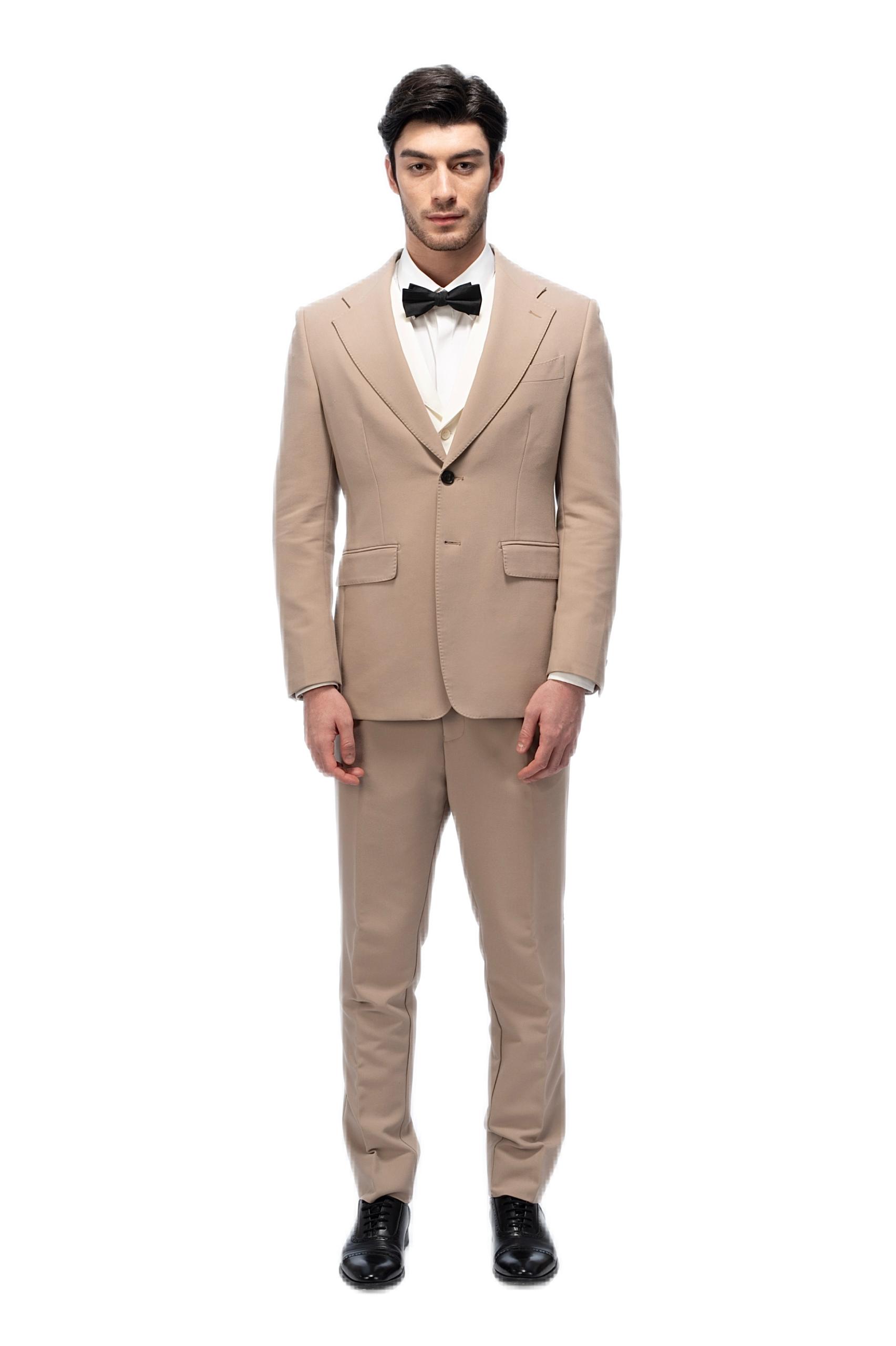 Brown Flat Collar with Creamy Vest Suit