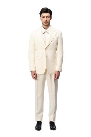 Cream White Flat Collar Suit