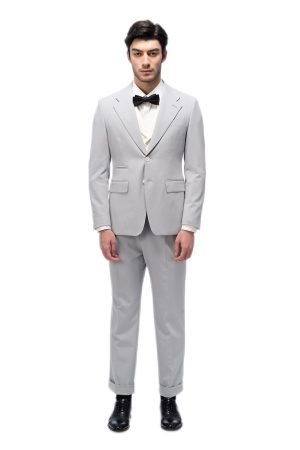 Grey Flat Collar with Creamy Vest Suit