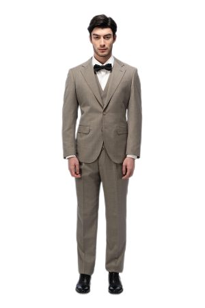 Taupe Flat Collar Suit