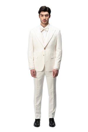 White Closure Collar Suit
