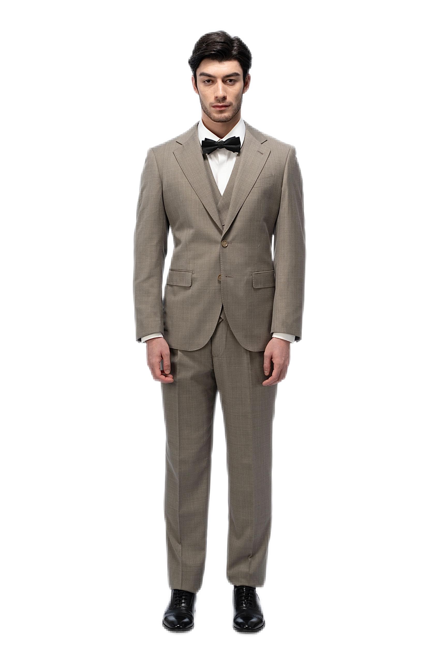 Taupe Flat Collar Suit