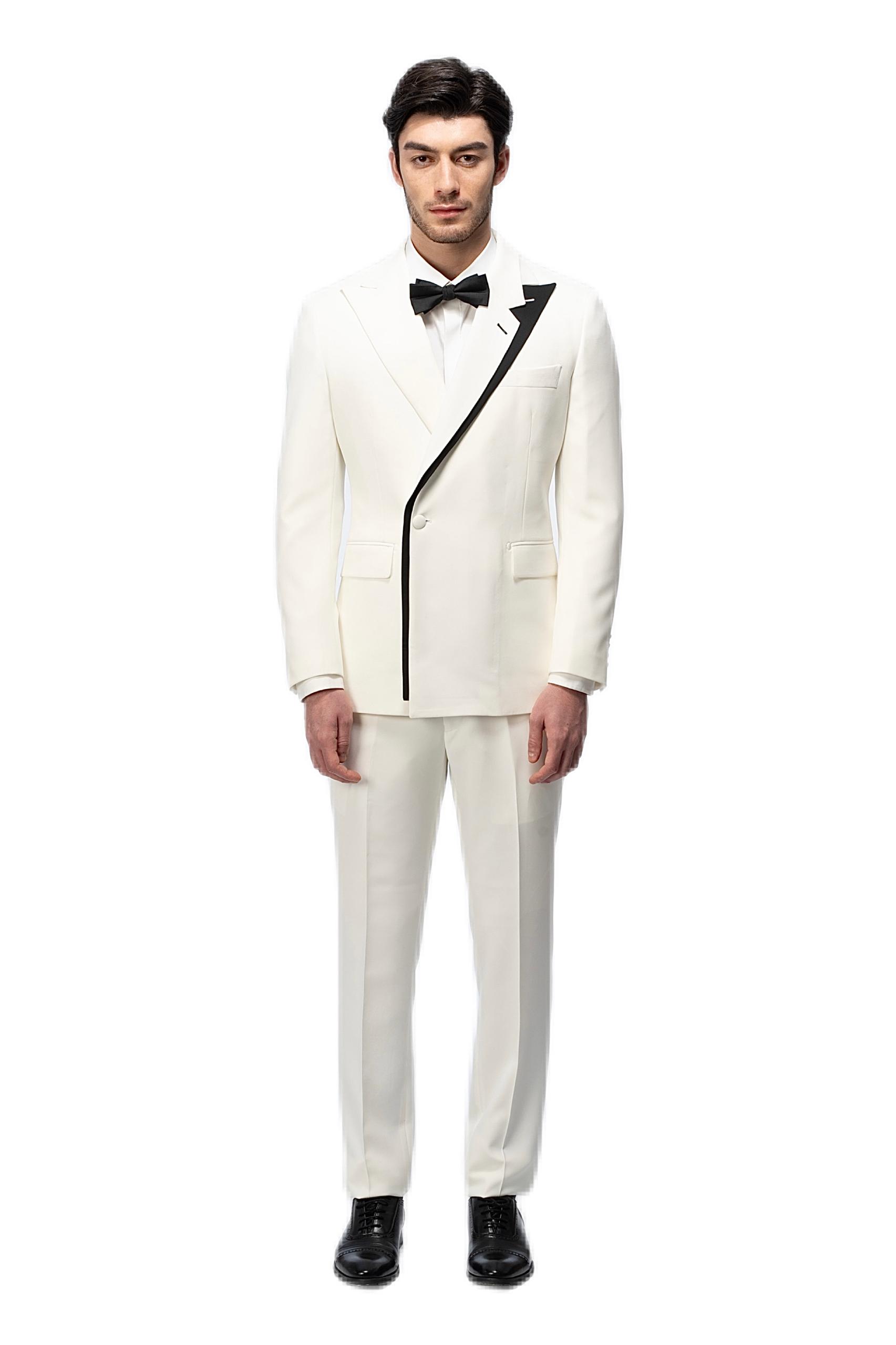 White Flat White Collar Suit