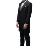 Black Closure Collar Tailcoat with Grey Waistcoat