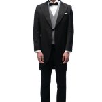 Black Closure Collar Tailcoat with Grey Waistcoat