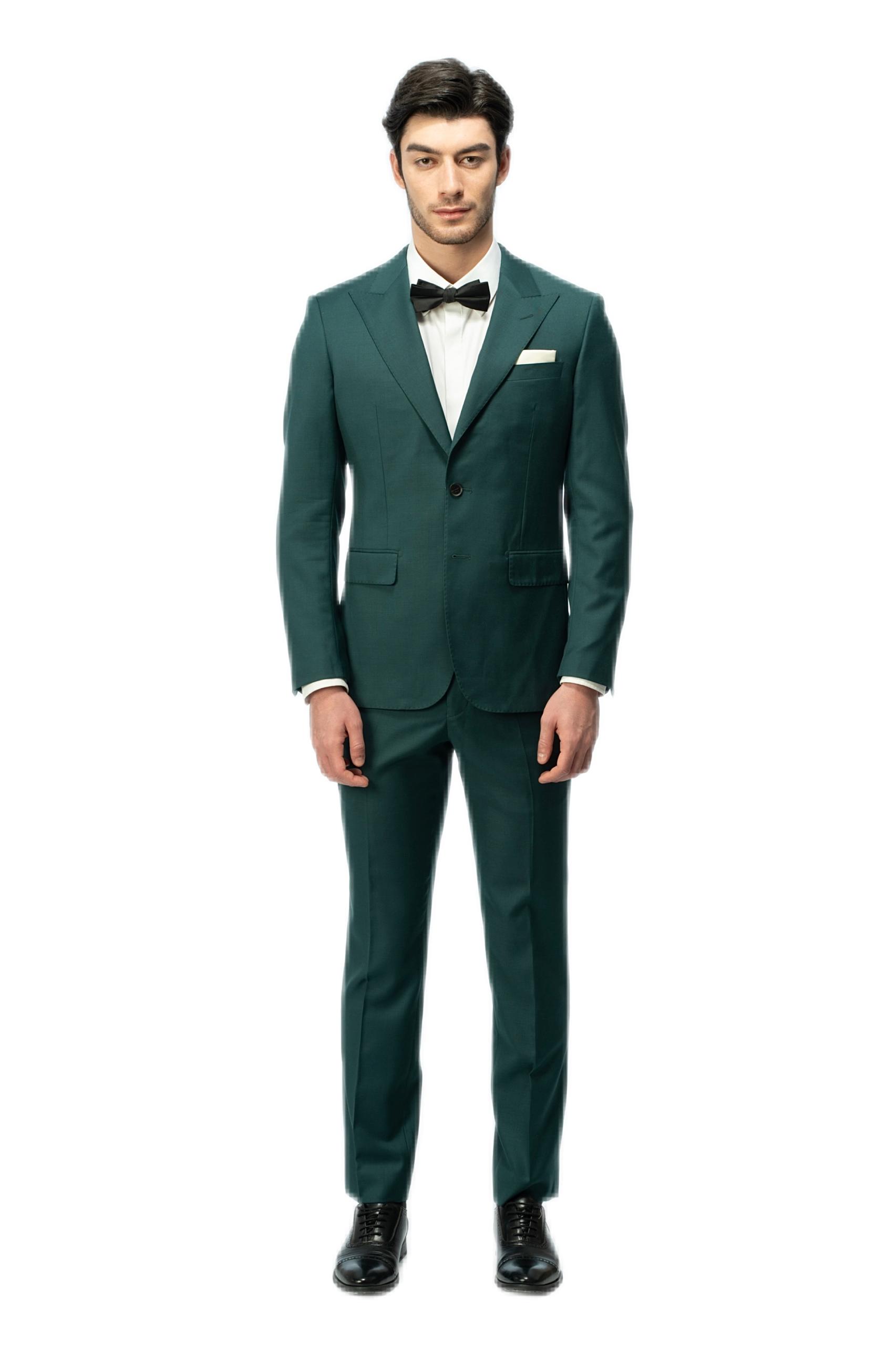 Forest Green Closure Collar Suit