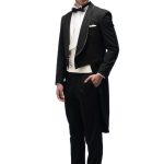 Black Shawl Collar Tailcoat with White Waistcoat