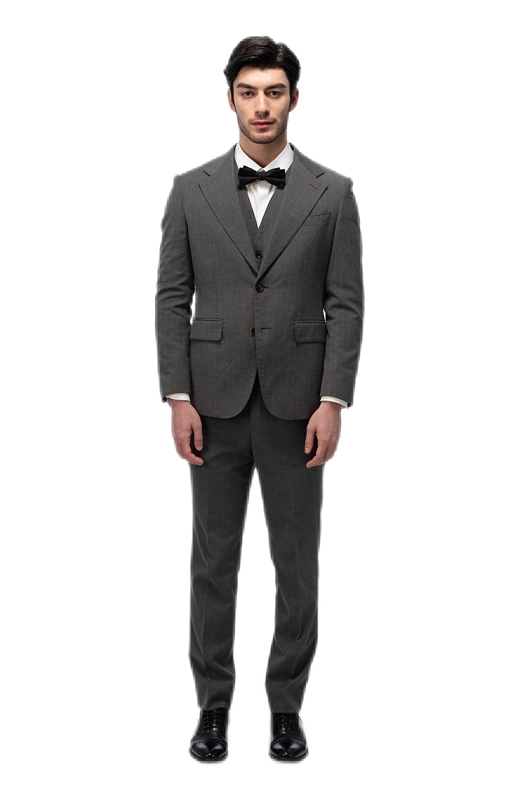 Dark Grey Flat Collar Suit