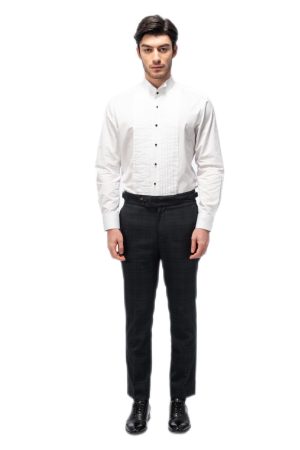 White Striped Shirt with Classic Black Button