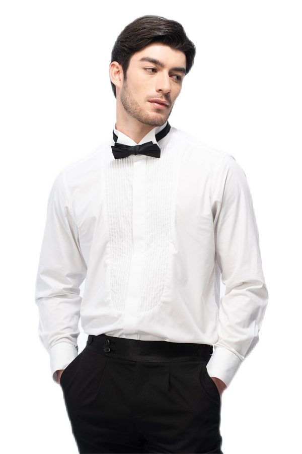 White Striped Shirt with White Button