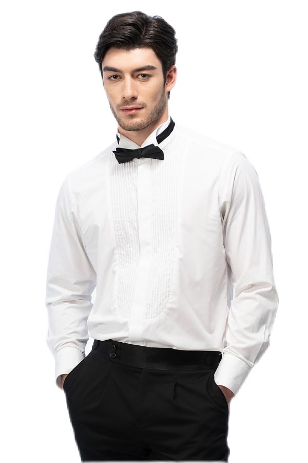 White Striped Shirt with White Button