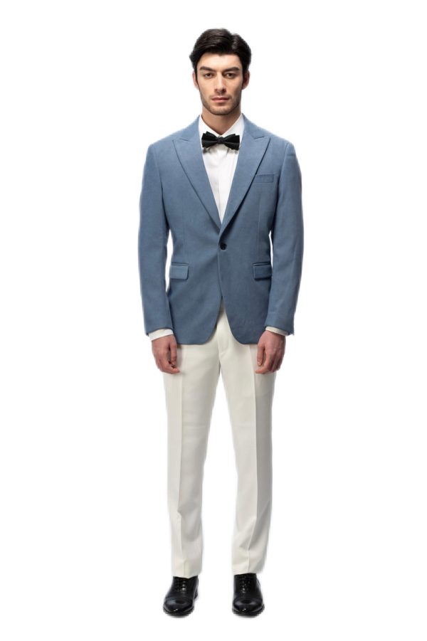 Special Blue Closure Collar Suit