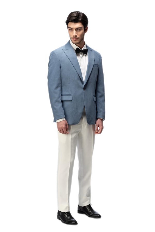 Special Blue Closure Collar Suit