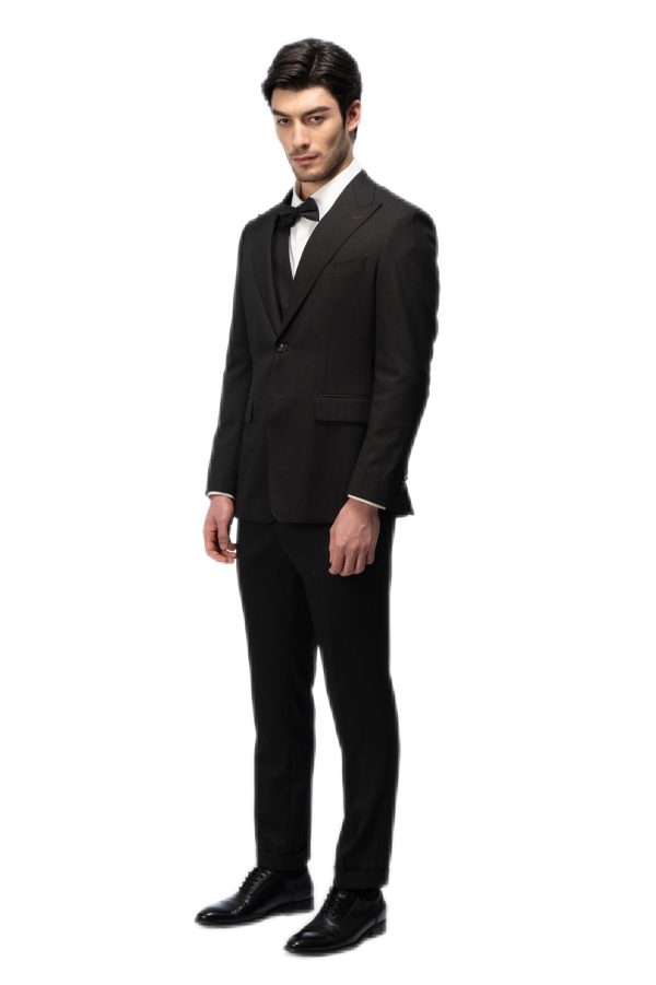 Dark Brown Closure Collar Suit