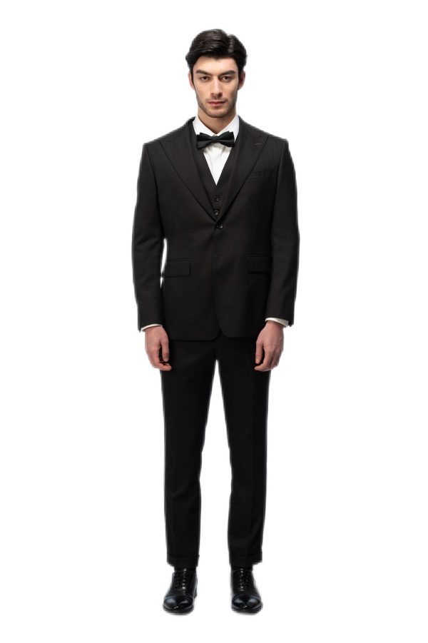 Dark Brown Closure Collar Suit