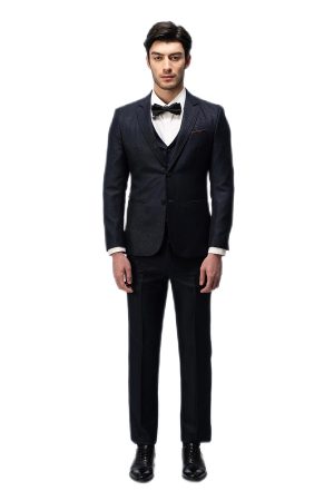 Dark Blue Shimmer Flat Collar Suit