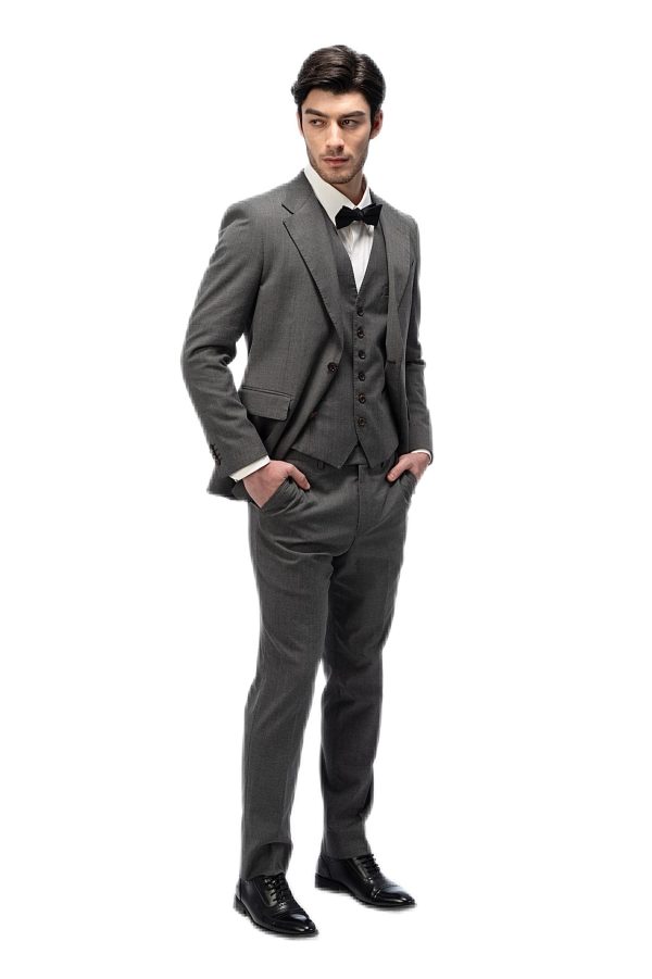 Dark Grey Flat Collar Suit