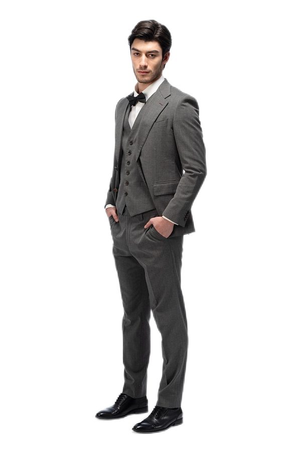 Dark Grey Flat Collar Suit