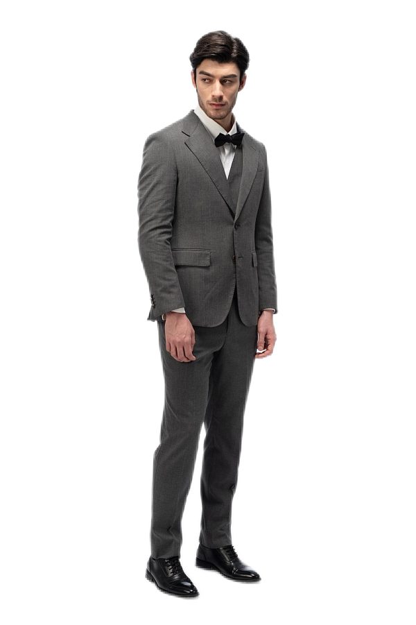 Dark Grey Flat Collar Suit