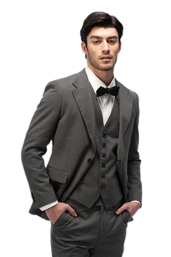 Dark Grey Flat Collar Suit