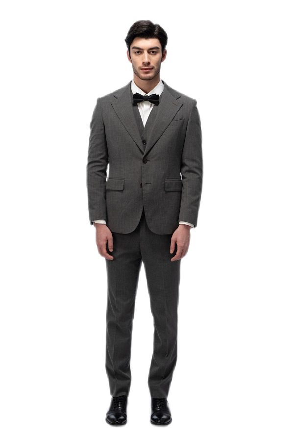 Dark Grey Flat Collar Suit