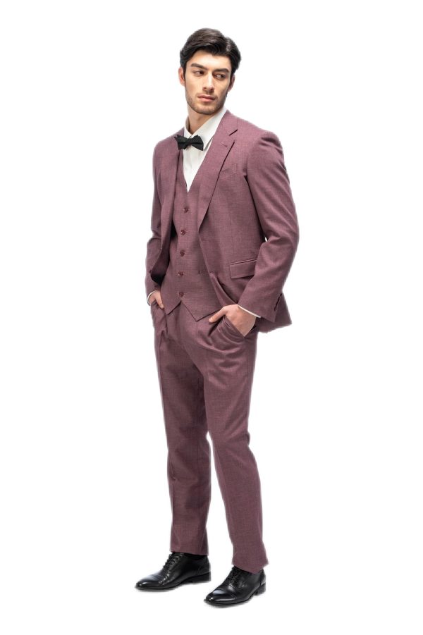 Mauve Brown Flat Collar Suit