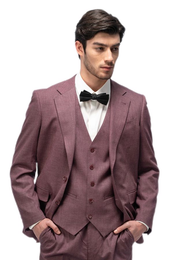 Mauve Brown Flat Collar Suit