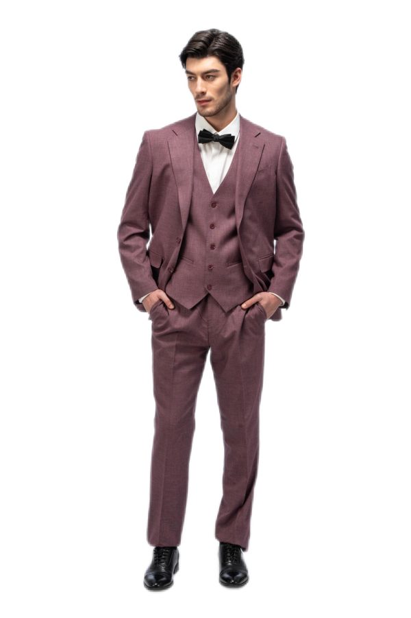 Mauve Brown Flat Collar Suit