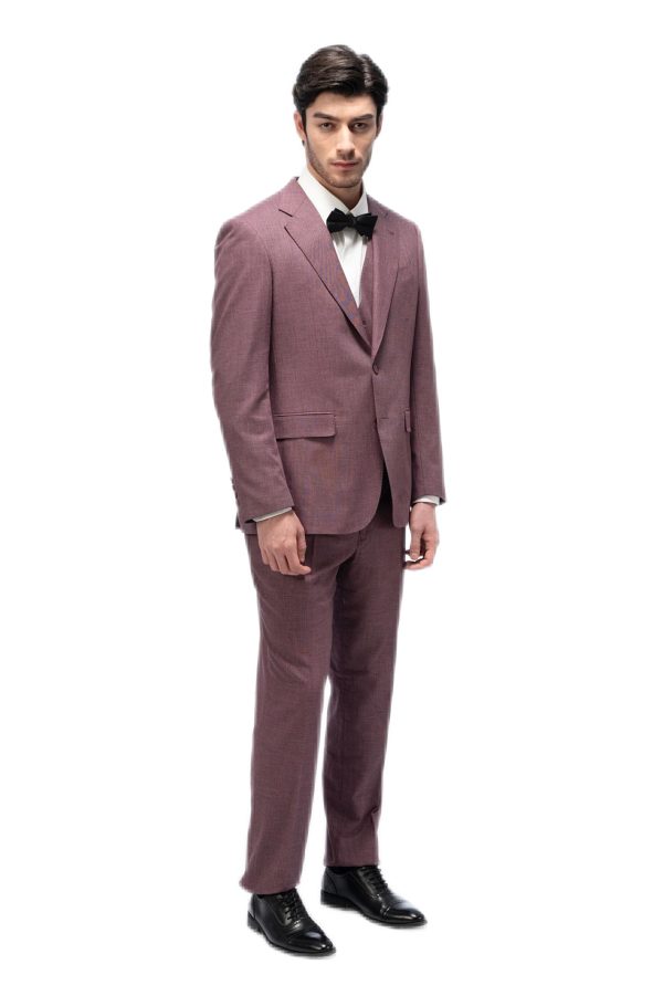 Mauve Brown Flat Collar Suit