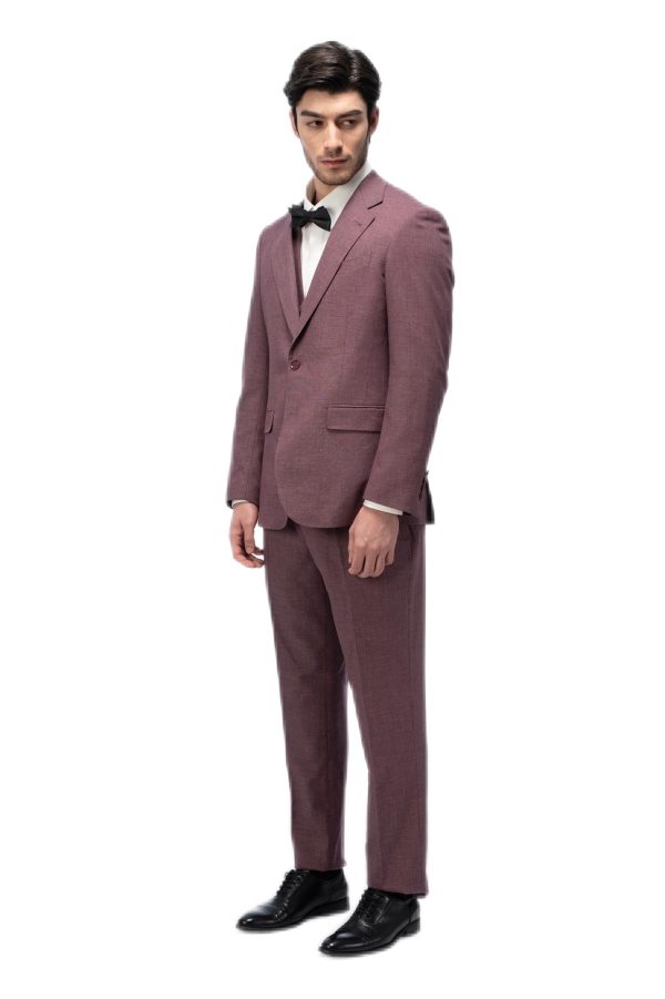 Mauve Brown Flat Collar Suit