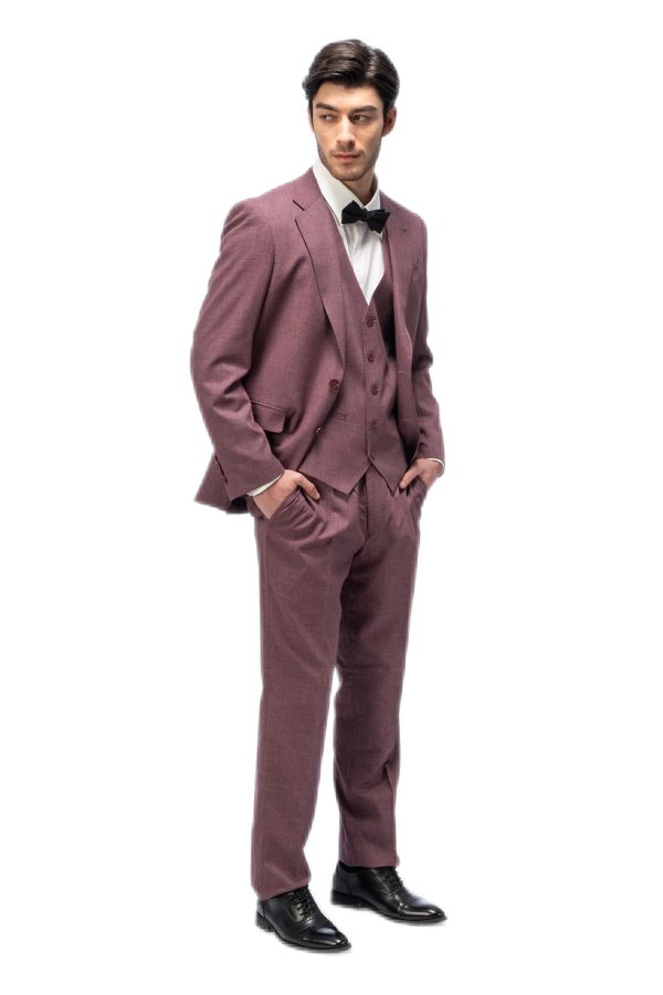 Mauve Brown Flat Collar Suit