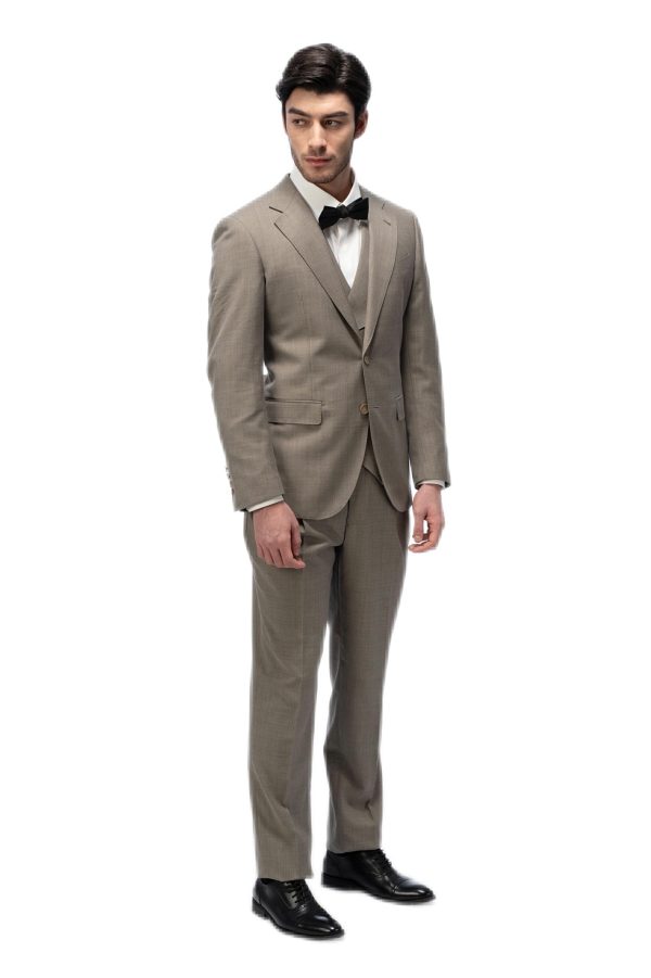 Taupe Flat Collar Suit