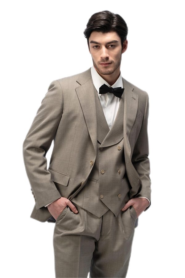 Taupe Flat Collar Suit