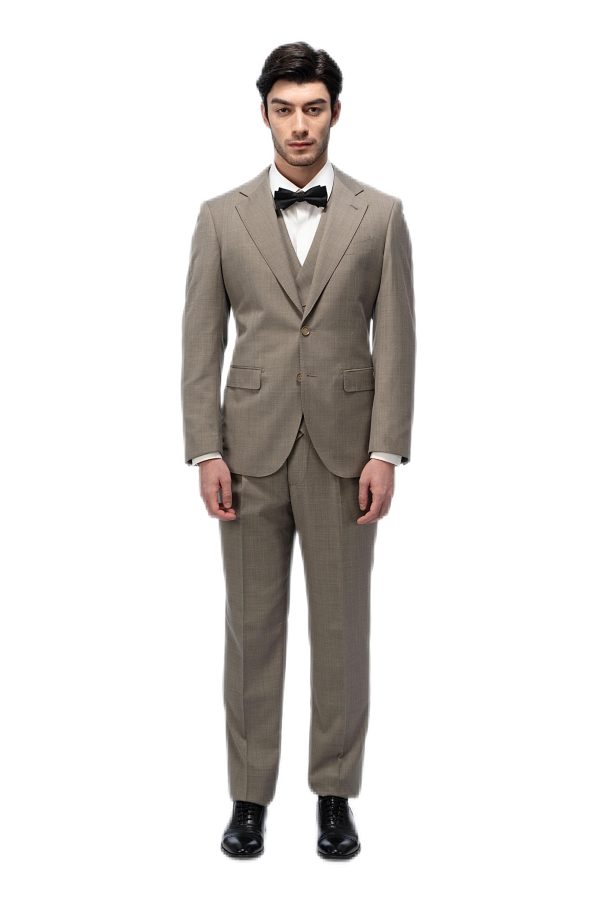 Taupe Flat Collar Suit