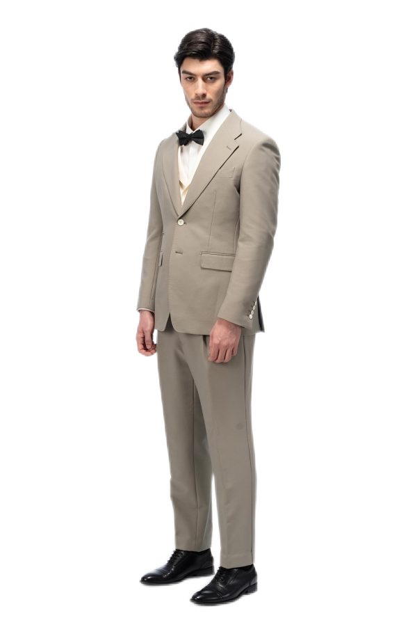 Muted Teal Flat Collar with Creamy Vest Suit