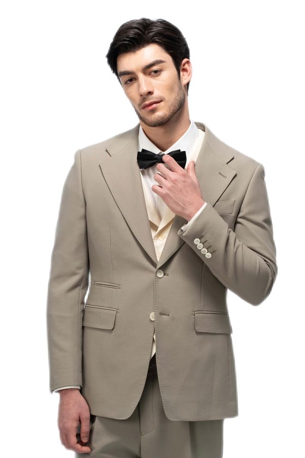 Muted Teal Flat Collar with Creamy Vest Suit