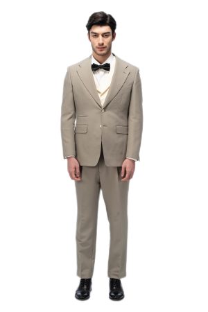 Muted Teal Flat Collar with Creamy Vest Suit