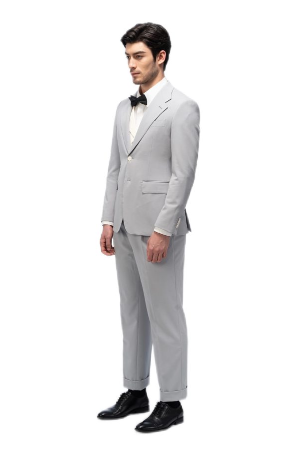 Grey Flat Collar with Creamy Vest Suit