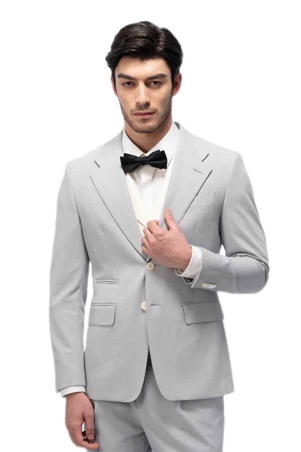 Grey Flat Collar with Creamy Vest Suit