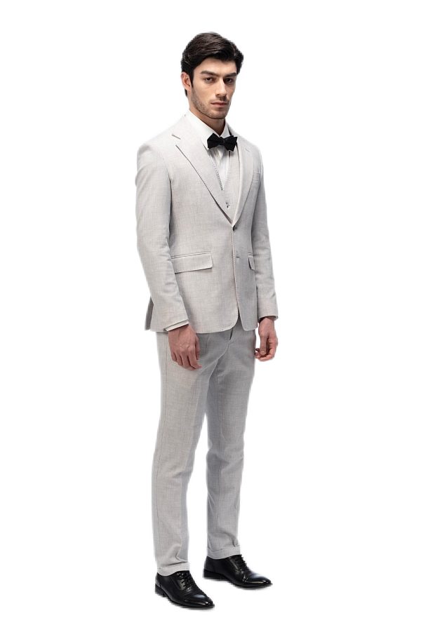 Light Grey Flat Collar Suit