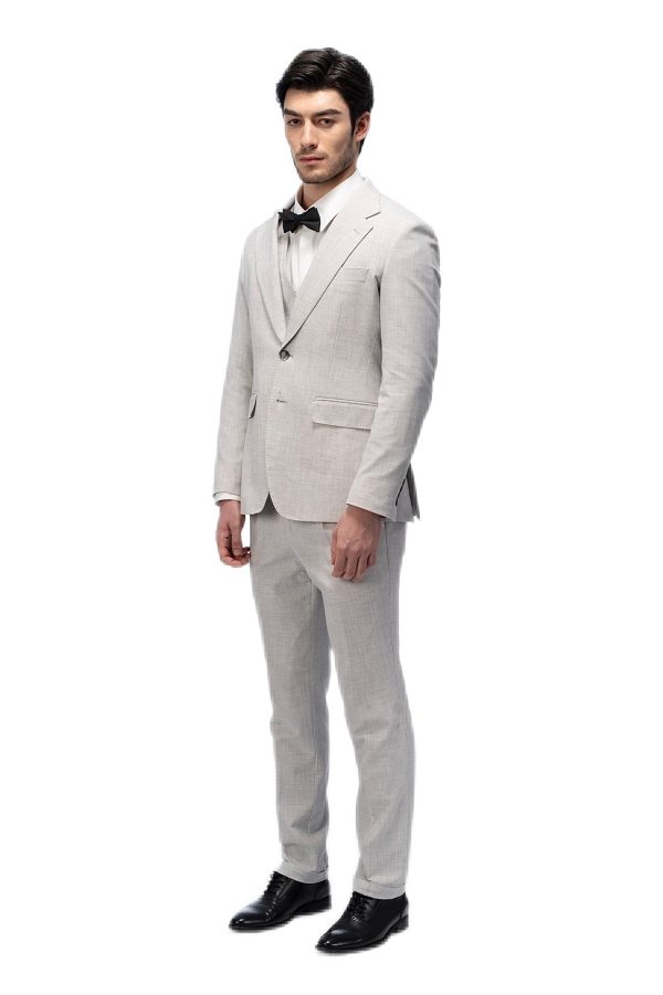 Light Grey Flat Collar Suit