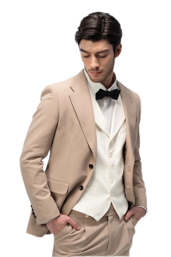 Brown Flat Collar with Creamy Vest Suit