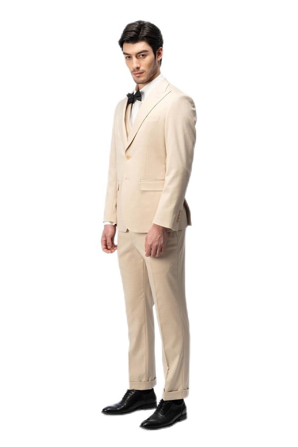 Creamy Closure Collar Suit